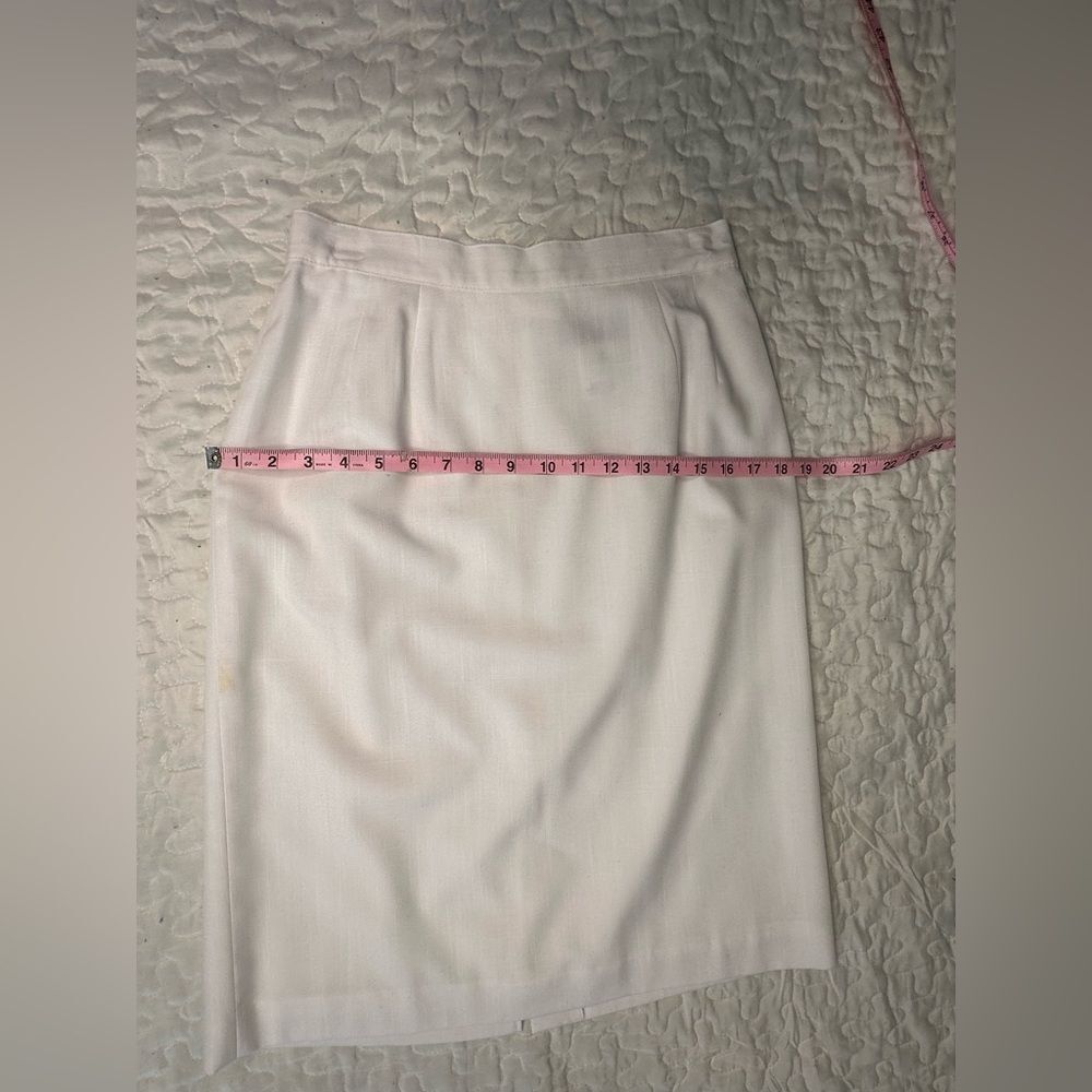 Vintage 90s Block Island Petites White Pencil Skirt High Waist Minimalist 12P - Picture 11 of 12